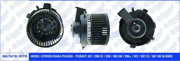 KALE 342745 Kalorifer Motoru Peugeot Xsara Picasso - 307 / 206 Cc / 206 / 206 Sw / 206+ / 307 / 307 Cc / 307 Sw (Otomatik Klimali) (12v)